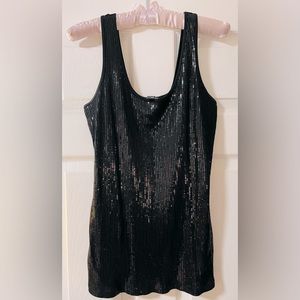 Express super sequin black fitted tank top - Large